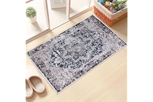 Taleta KALU Door Mats Indoor Washable Small Rug Purple Non-slip Thin Doormats Inside for Entryway Soft Entrance Rugs Vintage Short Pile Floor Mat for Hallway Bedroom (Purple, 50 x 80 cm)