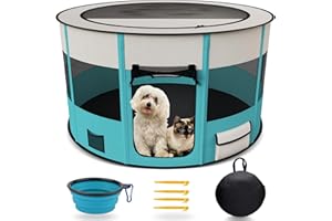 LAKWAR Parc Chiot Pliable, Parc Chien Enclos pour Chiens Chats Lapins, Portable Parc a Chiot pour Chaton Utilisation en Intérieur et Extérieur 43.3" x 23.6" Grande Taille