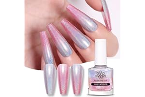 Born Pretty Smalto per unghie con glitter, olografico, effetto termico, glitterato, arcobaleno, brillante, super brillante, per nail art, colore rosa