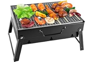 Sunjas - Barbacoa plegable de carbón o madera, para camping o viaje, Schwarz NR.1