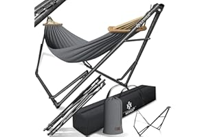 KESSER® Hamaca Vill plegable, ajustable, marco estable, para interior y exterior, con bolsa de transporte y bolsa, hamaca colgante, para camping, jardín, piscina, balcón