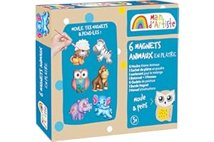 MAIN D'ARTISTE - Kit de Création de Magnets Animaux - Loisir Créatif - 730203 - Moulage - Peinture - Platre - Frigo - Créativité - Activités Manuelles - Kit Complet - À Partir de 5 ans