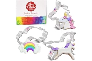 ANN CLARK COOKIE CUTTERS Formine per Biscotti Stampi a forma di Unicorno 3 Pezzi, Prodotto negli Stati Uniti da Ann Clark, Unicorno, testa di Unicorno e Arcobaleno