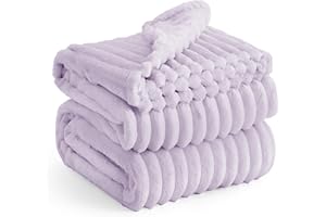BEDSURE manta mullida de lana y forro polar, colcha grande suave y cálida de pana gruesa para decoración de habitaciones, manta acogedora, lavanda, 230