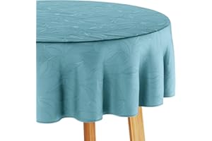 Filumi - Tovaglia rotonda, 150 x 150 cm, blu, lavabile, per interni ed esterni, motivo vegetale Amalu