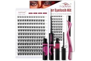 DIY Cils Individuel FADVAN Extension Cils Kit Volume Cluster B03 Mix 8-16mm Cluster Lashes, Brucelles Enlever les Cils Bond& Seal