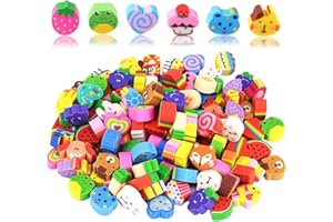 KYEDGC 200Pcs Mini Erasers, Rubbers Erasers for Kids, Animal Rubber Multipack Novelty Eraser, Cute Small Animal Fruit Eraser for Kids, for Home School Classroom Rewards Party Favors(Random Style)