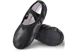 Mulnall Filles Ballet Chaussures Classique Cuir Yoga Ballerine Chaussure de Danse Pilates Pantoufles Danse Pratique Gymnastique Chaussons Split Plate pour Filles Enfants Femmes
