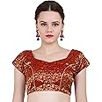 ND & R Women's Readymade, Banarasi Brocade (Chanderi) Short Sleeve Ladies Blouse, Choli for Saree, Ready to Wear.