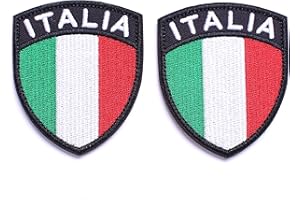 AXEN Italy Shield Patch, Embroidered Italian Flag Tactical Patches Hook and Loop Applique for Military Uniform Tactical Bag Jacket Jeans Hat