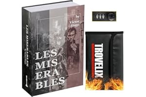Sekam Buchtresor mit Zahlenschloss, Versteckter Safe (24 x 15 x 5,5 cm) mit feuerfester Tasche, Secret Diversion Safe, Hohlbuchbox Versteckte Aufbewahrung, Geldtresor Box für Bargeld (Les Miserables)