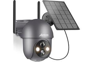 ANRAN 2K Security Camera Outdoor Wireless with 360° View, Solar Security Camera Outdoor with Smart Siren, Spotlights, Human Detection, 2-Way Audio, Color Night Vision, Work with Alexa, Q01 Grey