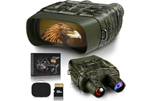 Jumelles Vision Nocturne, Gthunder Vision Nocturne Infrarouge de 300m et HD 1080P Photo & Vidéo 3" LCD, 4X Zoom Numérique, Caméra Vision Nocturne de pour Chasse Camping Exploration avec Carte TF 32G