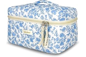 TOPALL Trousse de Toilette Femme Voyage,Trousse Maquillage,Matelassée Trousse Toilette XL,Pochette Maquillage Grande Capacité Voyage Motif Floral pour Femme Fille