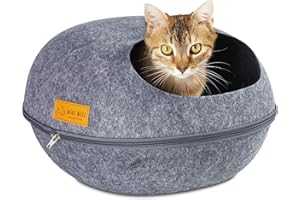 PISI BILI Katzenbett aus Filz mit Kissen Katzenkorb 50x40 Katzenhöhle Katzen Haus Katzenhöle Katzen Bett Spiele Korb Anthrazit