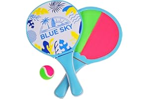Blue Sky BLUESKY 040714A Racket-Multicoloured-33 Scratch Double-Sided Beach Racquet-Multicoloured-040714A-33 cm x 19 cm-Outdoor Game for 3 Years and Above, Multicolored