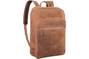 STILORD 'Malik' Plecak Biznesowy Skórzany Du¿y Laptop Plecak 15,6 cala Plecak firmowy skórzany mêski XL do szeroko¶ci teczki DIN A4 Plecak dzienny, Kolor:tan - ciemnobr±zowy