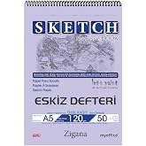 Zigana A5 Spiralli Eskiz Defteri &ndash; 50 Yaprak, 120 gr &Ccedil;izim Bloknotu, Sanat Defteri