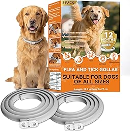 Collar Antiparasitario Perros Impermeable 2PCS, Protección Efectiva contra Pulgas y Garrapatas hasta 8 Meses, Collar Antipulgas Perros Ajustable de 65cm, Ideal para Perros Grandes, Medianos y Pequeños