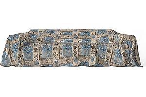 HOME ZEN HOUSEHOLD LINEN copritutto copriletto mezzaro copridivano gran foulard telo arredo disegno stampato moderno in poli cotone MATRIMONIALE 250X260 CM CUORE AZZURRO