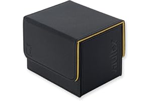 Vault X Boîte Ouverture latérale modulaire Exo-Tec pour plus de 100 cartes JCC, couvercle magnétique amovible, compatible avec les cartes Commander et Standard (Noir/Jaune)