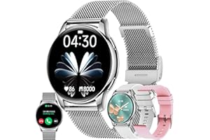 ZPIMY Smartwatche Kobiety z Funkcje Telefonu Bluetooth, Bateria 300 mAh, Sportowy Smartwatch 1,32" AMOLED ze 110+ trybami Sportowymi, Pomiarem Tętna, SpO2, Wodoodpornością dla Android iOS (Srebro)