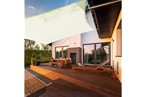 HAIKUS Tenda a Vela Impermeabile Quadrata 5x5 m, Vela Ombreggiante Impermeabile 500x500 cm, Telo Tenda da Sole per Esterno Giardino Terrazzo, Bianca Beige