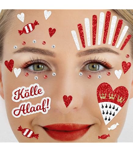 Produktbild von 9 Stück Kölner Karneval Rot Weiß Bügelflicken,Süße Bestickte