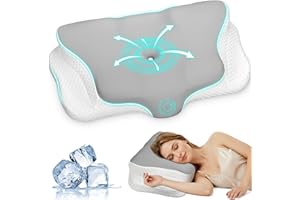 Ehomfory Nackenstützkissen Memory Foam Kissen Nackenkissen Kopfkissen, Ergonomisches Kopfkissen Seitenschläferkissen für Seiten Rücken & Bauchschläfer, 62x41x9/12 cm