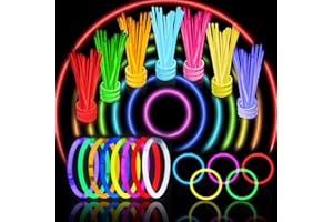 AUXHCYL Glow Sticks Party Packs - 205 Pcs Festival Accessories Glasses Kit and Connectors - Party Supplies for Children Adults - Halloween Neon GlowSticks Glow in The Dark
