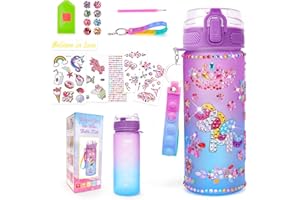 LELECHONG Regalo Bambina 4 5 6 7 8 9 Anni, Borraccia Bambini Giochi Bambina 5 6 7 Anni Femmina DIY Diamond Painting Kit Lavoretti Creativi per Bambini Unicorno Bambina Regalo Idee Compleanno Ragazza 5-12 Ann