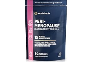 HORBÄACH Perimenopause Supplement for Women | Red Clover, Sage, Wild Yam, Ashwagandha & More | 16 Vitamins, Minerals and Botanicals to Support Wellbeing at Early Stage of Menopause | 60 Vegan Capsules | by Hor