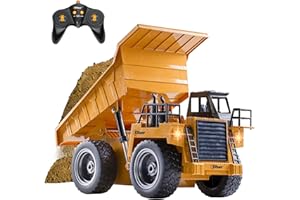 Top Race Camión volquete funcional completo de 6 canales, camión de control remoto RC Tractor de camión volquete con luces y sonidos de 2.4 GHz. TR-112G