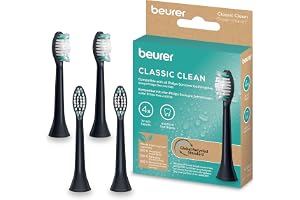 Beurer SC Classic Clean borsthuvuden för elektrisk tandborste, 4 ersättningsborstar för SC 30, 50 & Philips Sonicare soniska tandborstar, W-formade indikatorborst, medium hårdhet