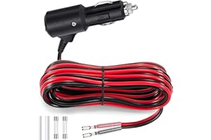 GUNGY 4M Cable Conector Macho para Mechero de Coche 12V-24V Enchufe Mechero con Interruptor Cable de Extensión de Coche 14 AWG con Fusible 15 A para Alargador Toma Mechero