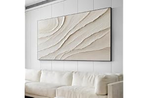 Canvastavlor Beige Vit Abstrakt Målning Vit Målning Minimalistisk Canvastavla Vit Konst Neutral Väggdekoration 60x120cm Ramlö