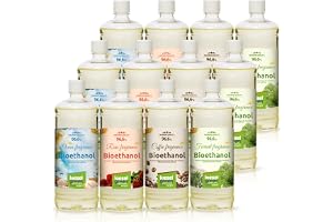 KieselGreen Bioetanol 12 x 1 Liter med Doft 3x Hav, Rosor, Kaffe, Skog