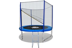 FRANKYSTAR TRAMPOLINO ELASTICO 250CM (8Ft) CON RETE E SCALA CON CERTIFICATO TUV/GS
