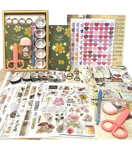 Angoli Adesivi Per Foto Irayin Set Di Accessori Per Scrapbook Vintage, 155 Pezzi Estetici Bullet Junk Journaling Con Griglia A6, Album Da Viaggio, Regalo Fai Da Te Per Ragazze E Donne (Chiaro - 2