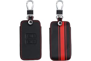 kwmobile Accessoire Clé de Voiture Compatible avec Renault Smart Key 4-Bouton (Keyless Go Uniquement) - Coque de Protection en Simili Cuir - Bande de Couleur Rouge-Noir