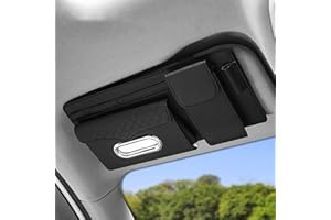 Flaconi Auto Parasole Organizer con Porta Occhiali per Carte, Patente, Penne, Documenti (Nero)