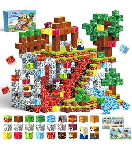 Construction Magnetique Enfant 330 pièces 2CM Magnetic Blocks 3+ Jeux Aimants, Bloc de Cube Magnétique de pour Garçon et Fille, Jouet Créatif Montessori pour Enfants 3 4 5 6 7 8 9 10 11 12 Ans Jeu