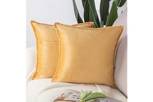 Madizz Lot de 2 Doux Velours Décoratif Housses de Coussin Luxe Style pour canapé Chambre Or 40 x 40 cm