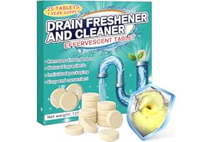JOYAONE Drain Cleaner for Bad Smells,25 Tablets Foaming Drain Odour Remover for Kitchen and Bathroom, Drain and Sink Eliminator Tablets, Septic-Safe, Septic Tank Safe, 1 Year Supply
