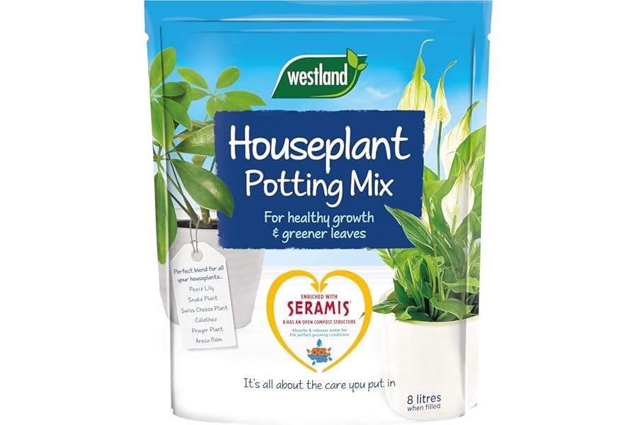 Westland Houseplant Potting Compost Mix and Enriched with Seramis, 8 L , 60x27x33 cm