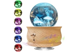 Wholede Carillon a Sfera di Cristallo, Carillon in Legno, Cambia Colore Automatico, Proiezione RGB Funzione, Musica Calmante, Regalo per Ragazze Bambini e Adulti