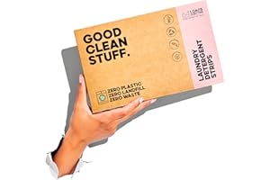 GOOD CLEAN STUFF. Good Clean Stuff Hypoallergenic Laundry Detergent Strips Sheets 64 loads Eco Ultra-Concentrated Non-Bio Fragrance Free & Unscented for Machine and Hand Washing