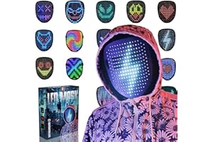 Depointer Life Led Mask with Gesture Sensing, LED Lighted Face Transforming Mask for Costume Cosplay Party Masquerade
