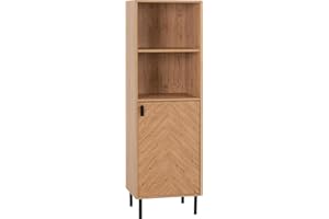 Seconique Leon 1 Door 2 Shelf Cabinet in Medium Oak Effect