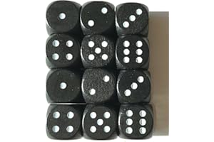 Spieltz Dadi in legno nero per giochi da tavolo, 16 mm, prodotto in Germania/Made in Germany (12 cubi neri con occhi bianchi)